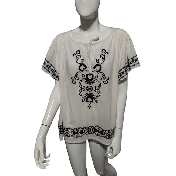 Old Navy XXL Women's Matching Embroidered Boho Cottagecore Peasant Flutter Top - Picture 11 of 12